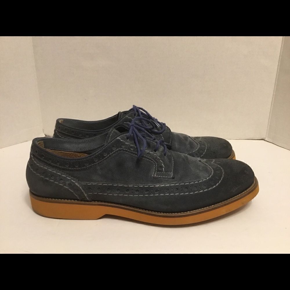 Doucal’s Suede Leather Wingtip Loafer Blue Sz 8.5